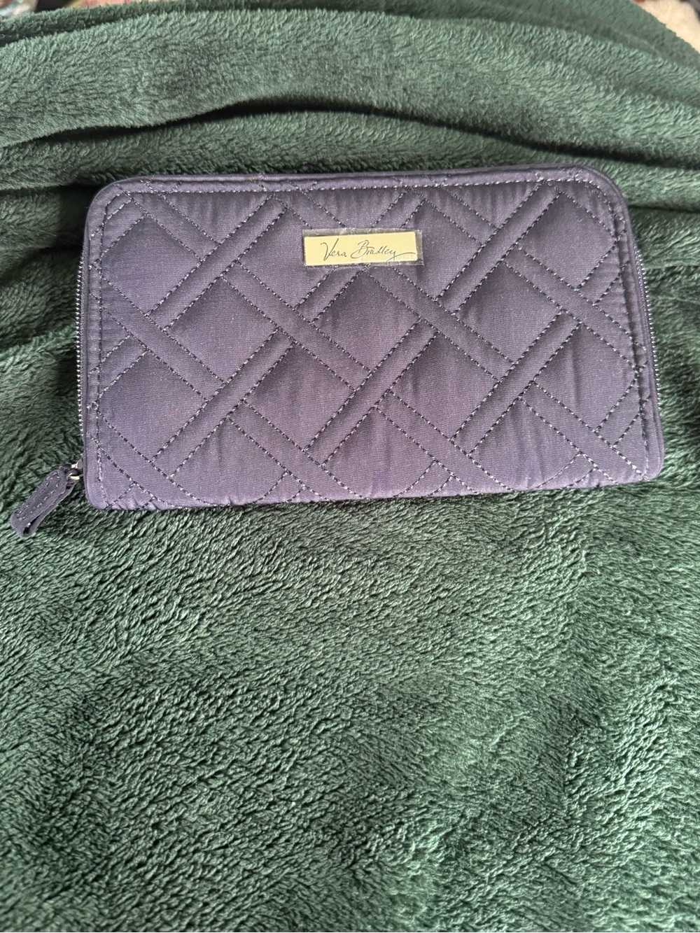 Vera Bradley Quilted Zip Wallet in Navy